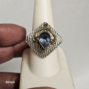 Vintag 925 Sterling & Topaz Ring, Size 8.25
